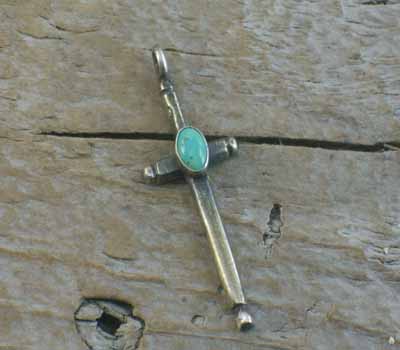 Native American Turquoise Cross Pendant C